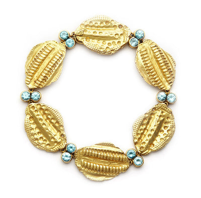 18kt Gold Vertebrae Link Bracelet with Blue Zircon