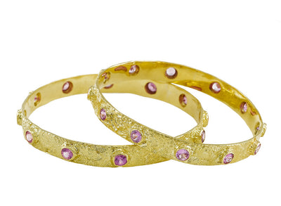 18kt Gold Seascape Bangle with Pink Sapphires