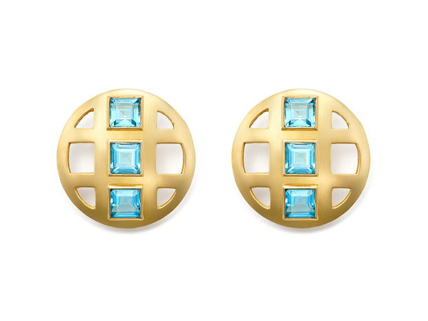 Sky Blue Topaz Lattice Earrings in 18kt Gold