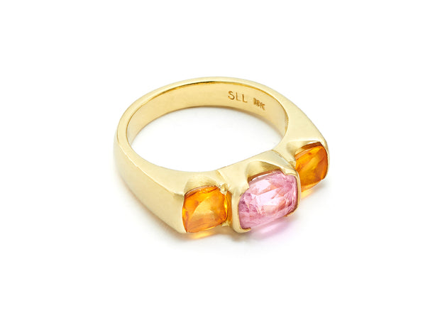 Summer Delight Ring Pink Sapphire with Spessartite Garnets in 18kt Gold