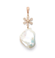 Diamond Daisy with Baroque Pearl Pendant