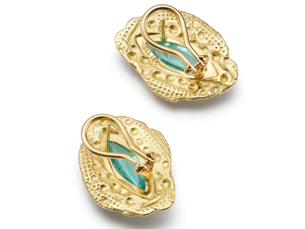 Vertebrae Earrings with Paraiba Tourmalines in 18kt Gold