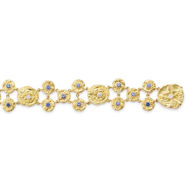 “Seaquin” and “Sea Star” Link Bracelet with Diamonds and Sapphires