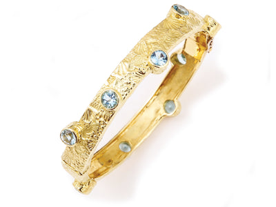 18kt Gold Seascape Bangle with Aquamarines