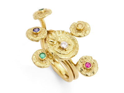 18kt Gold “Sea Star” and “Seaquin” Ring with Multi Precious and Semi-Precious Stones