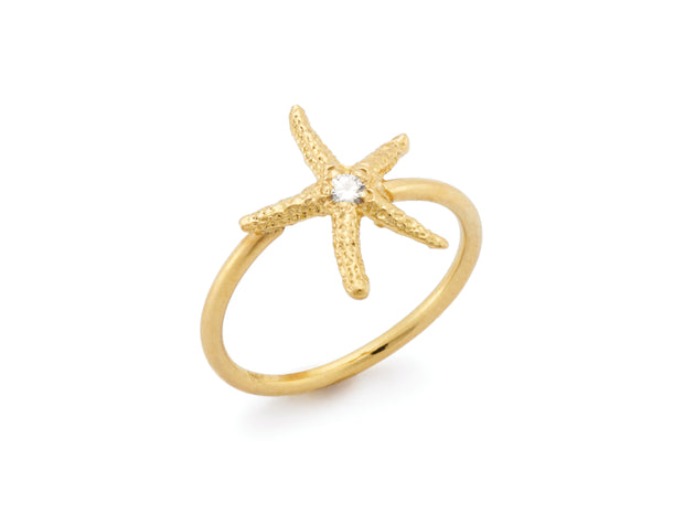 18kt Gold and Diamond Starfish Ring