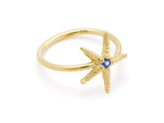 18kt Gold and Blue Sapphire Starfish Ring