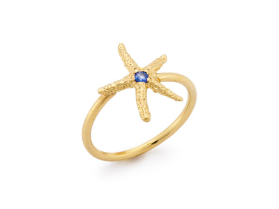 18kt Gold and Sapphire Starfish Ring