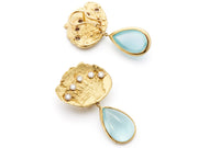 Aquamarine Crown Earrings in 18kt Gold with Diamonds