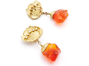 Fire Opal Crown Earrings in 18kt Gold with Diamonds