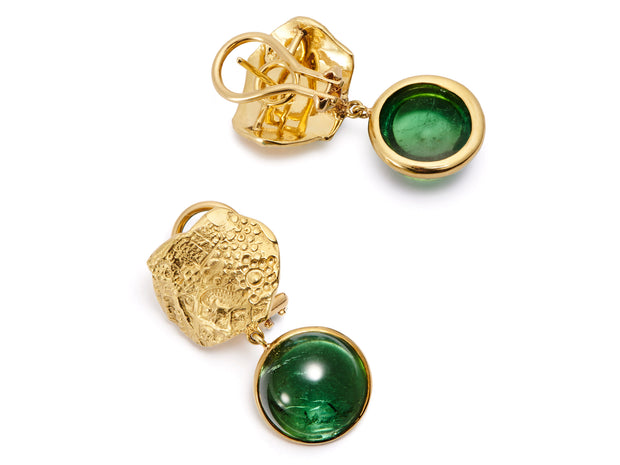 Green Tourmaline and 18kt Gold Earrings