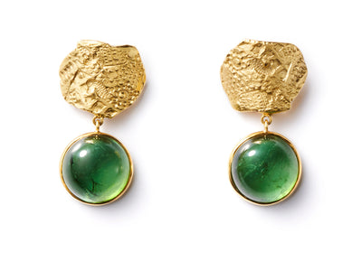 Green Tourmaline and 18kt Gold Earrings