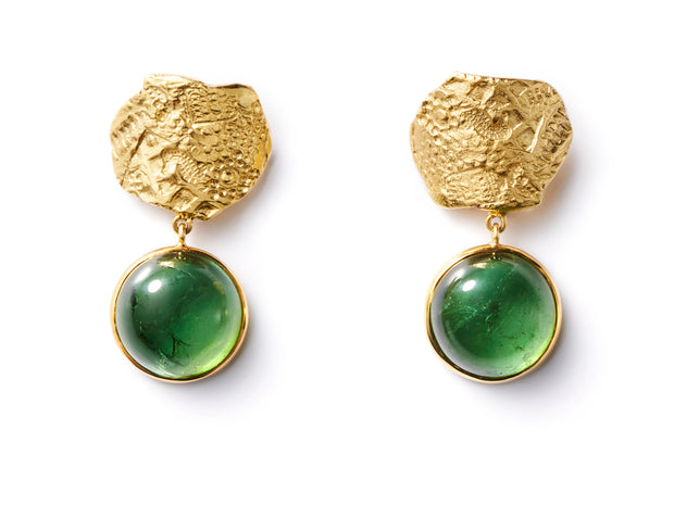 Green Tourmaline and 18kt Gold Earrings