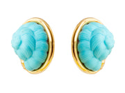 Hand Carved Sleeping Beauty Turquoise Nautilus Earrings