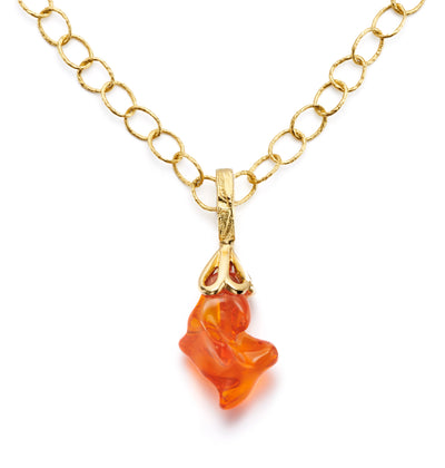 Mexican Fire Opal Pendant set with 18kt Gold Cap