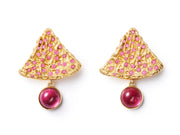 Shroom Earrings with Rubellite and Spinels in 18kt Gold