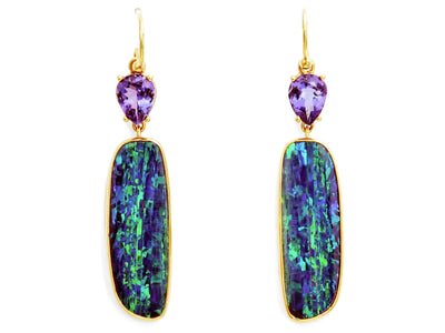 Tanzanite and Opal Drop Earrings