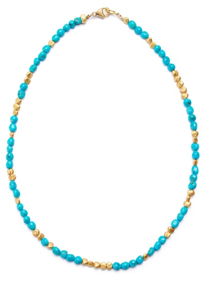 Turquoise and 18kt Gold Bead Necklace