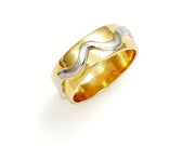 Wave Band in 18kt Gold with Rhodium