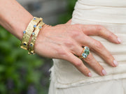 18kt Gold Seascape Bangle with Aquamarines