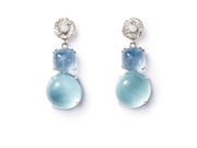 18kt White Gold and Diamond “Seaquin” Earrings with Aquamarine Drops