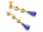 18kt Yellow Gold and Diamond “Seaquin” Dangle Earrings with Tanzanite Drops