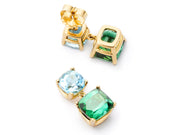 Aquamarine and Green Tourmaline Earrings set in 18kt Gold