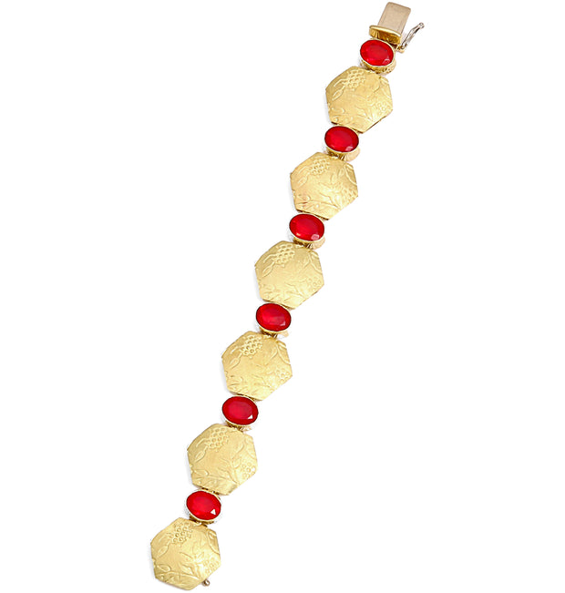 Cherry Blossom Link Bracelet in 18kt Gold with Fire Opals
