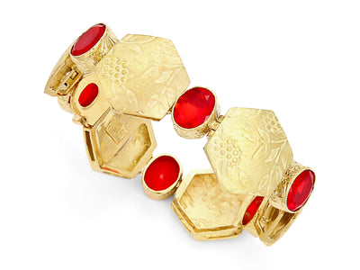 Cherry Blossom Link Bracelet in 18kt Gold with Fire Opals