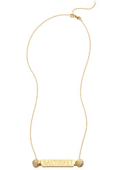 Nantucket Quarterboard Necklace™ with Diamond Scallop Shells in 18kt Gold