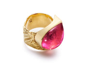 Pear-Shaped Pink Tourmaline offset in an 18kt Gold "Georgette" Band