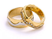 Wave Wedding Band in 18kt Gold with Diamonds