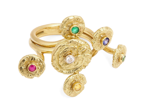 18kt Gold “Sea Star” and “Seaquin” Ring with Multi Precious and Semi-Precious Stones