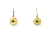 “Seaquin” Dangles set with Ceylon Sapphires in 18kt Yellow Gold