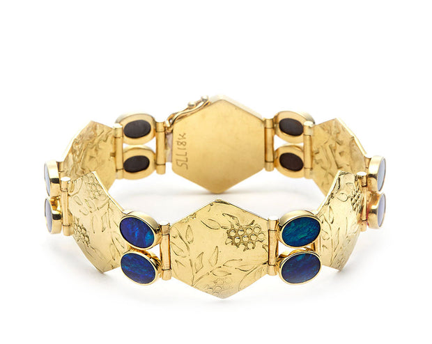 Cherry Blossom Link Bracelet in 18kt Gold with Australian Opals