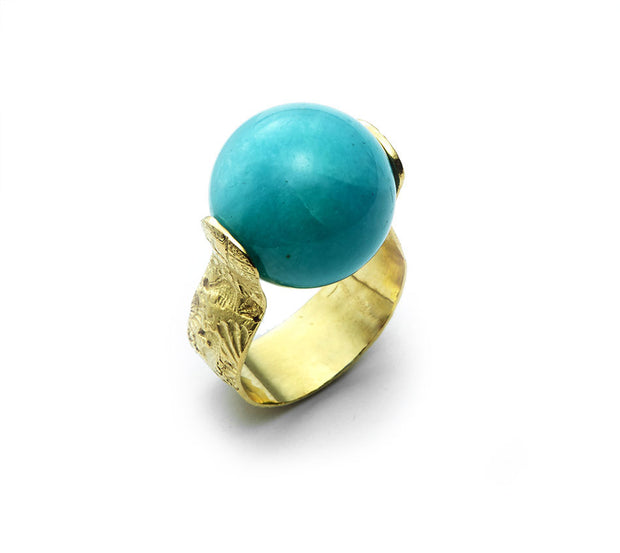 Amazonite Spinning Ring with 18kt Gold Seascape Band