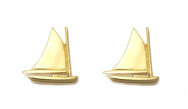 Nantucket Cat Boat Earrings in 18k Gold
