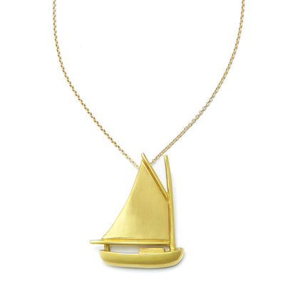 Nantucket Cat Boat Pendant in 18kt Yellow Gold - Large