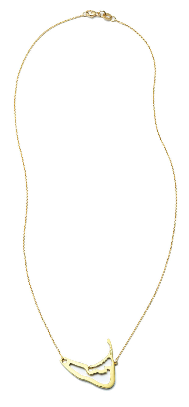 Nantucket Map Necklace in 18kt Yellow Gold
