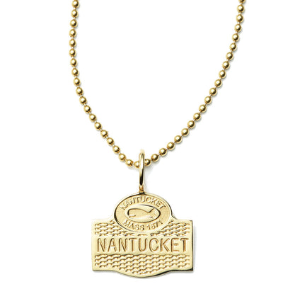 Nantucket Sign Collection Basket Weave Pendant in 18kt Yellow Gold