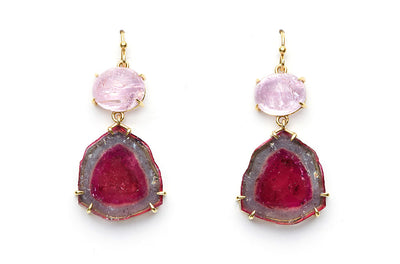 Pink Topaz and Watermelon Tourmaline Earrings