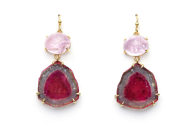 Pink Topaz and Watermelon Tourmaline Earrings