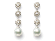 18kt White Gold and Diamond “Seaquin” Dangle Earrings with South Sea Pearl Drops