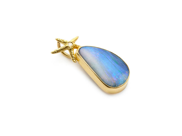 Boulder Opal with Diamond Starfish Pendant