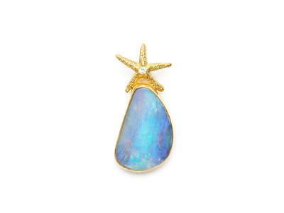 Boulder Opal with Diamond Starfish Pendant