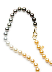 48-inch Multi-Colored Ombre Pearls with 18kt Gold 3-ring clasp