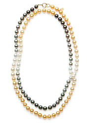 48-inch Multi-Colored Ombre Pearls with 18kt Gold 3-ring clasp