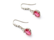 Rubellite and Diamond Dangle Earrings set in Platinum