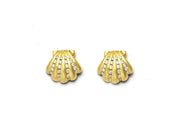 Diamond Scallop Shell Earrings in 18kt Gold