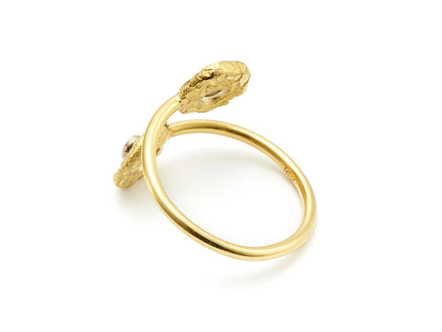 18kt Gold “Seaquin” Bypass Ring with Diamonds
